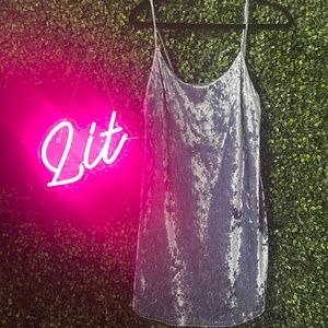 Blue velvet mini dress